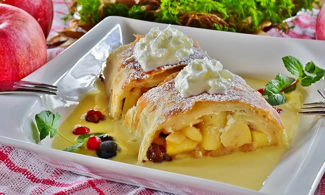 Homemade Italian Ricotta Strudel with Sultanas: Filo Pastry with Sweet Cheese Filling: Dessert from Northern Italy