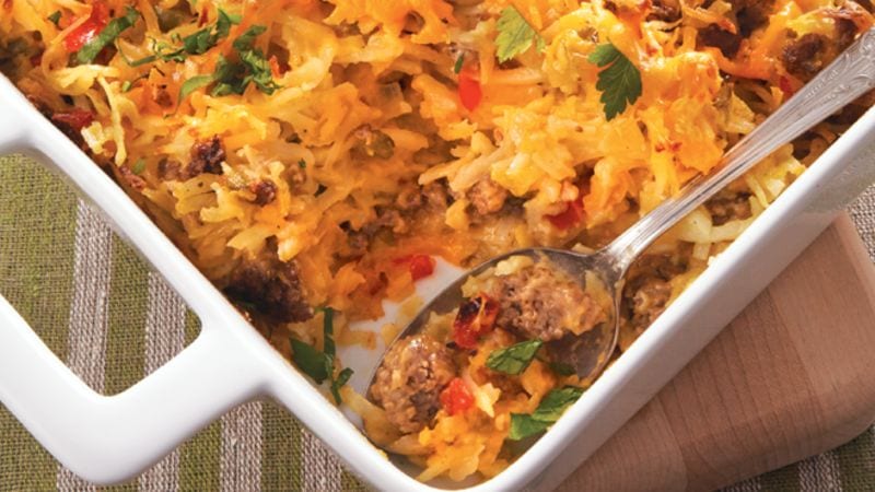 Hamburger Hash Brown Casserole with Spiraled Potatoes