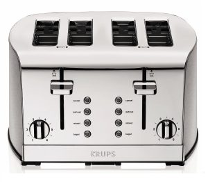KRUPS KH734D Breakfast Set 4-Slot Toaster with Brushed and Chrome Stainless Steel Housing Product Imge