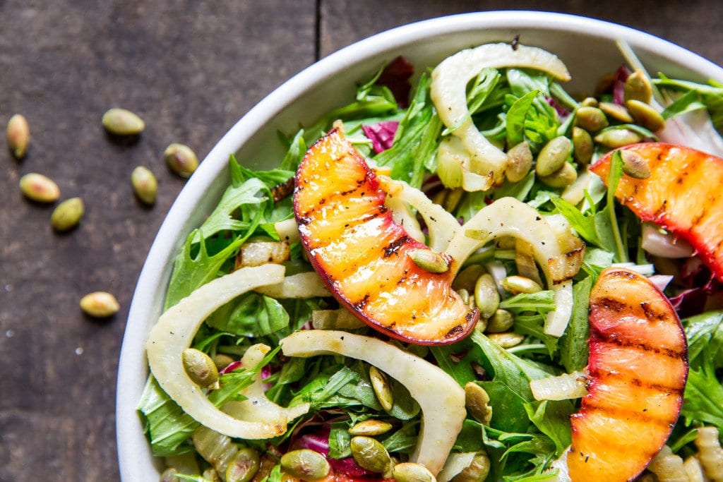 Summer Sweet Grilled Peach Green Salad Summer Sweet Grilled Peach Green Salad