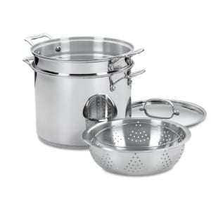5 Best Stock Pots For Your Kitchen Cuisinart 77 412 Chef's Classic Stainless 4 Piece 12 Quart Pasta Steamer Set Product Image