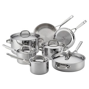 5 Best Anolon Cookware for your Kitchen Anolon Tri Ply Clad Stainless Steel 12 Piece Cookware Set Product Image