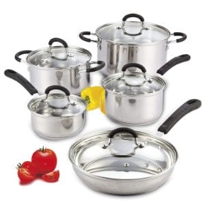 5 Best Cook N Home Cookware for your Kitchen Cook N Home 10 Piece Stainless Steel Cookware Set Product Image