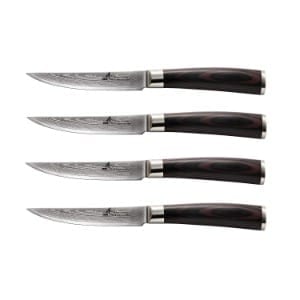 Five KitchenSurfing Choice Of Zhen Knives for your Kitchen Zhen 4 Piece Japanese 67 Layers Damascus Vg 10 Steak Utility Knife Set Product Image
