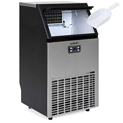 KUPPET Stainless Steel Commercial Ice Maker-Under Counter/Freestanding Automatic Ice Machine for Restaurant Bar Cafe, Products 100lbs Daily-w/Scoop, Ice Basket, Timer & Auto Clean