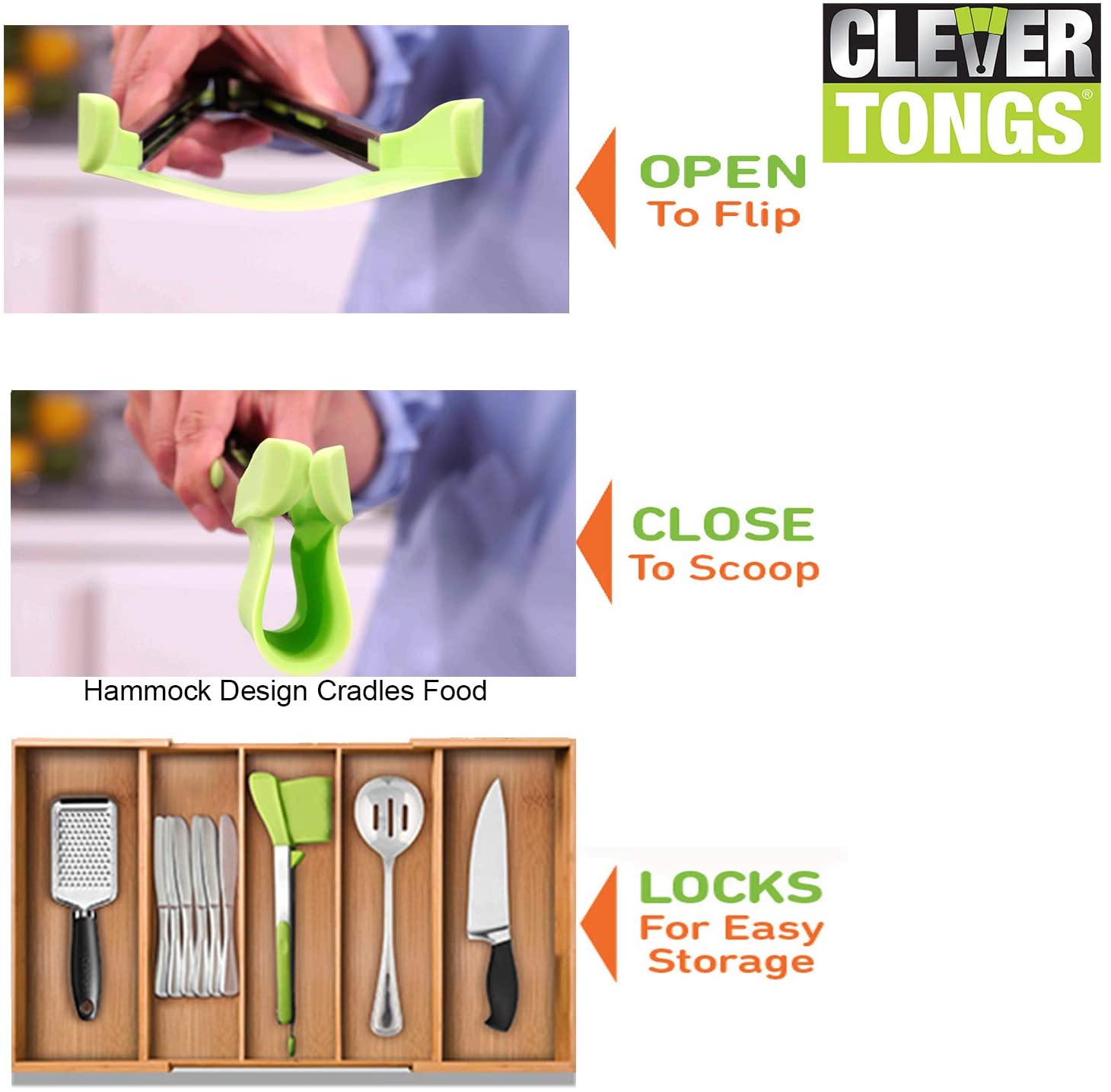 Buy Clever Tongs 2 In 1 Kitchen Spatula & Tongs NonStick, Heat