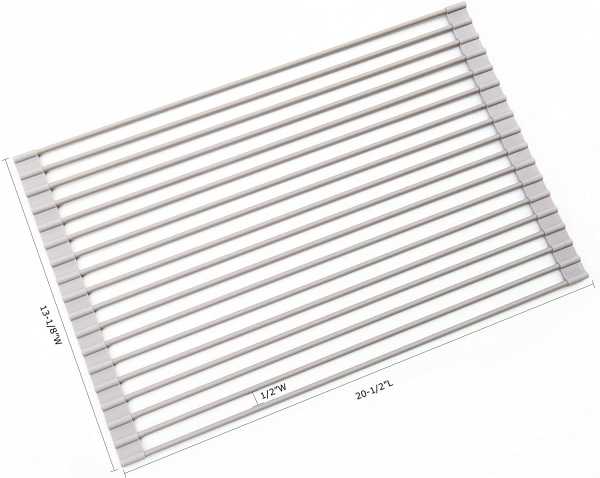 Surpahs Over the Sink Multipurpose Roll-Up Dish Drying Rack (Warm Gray, Large)