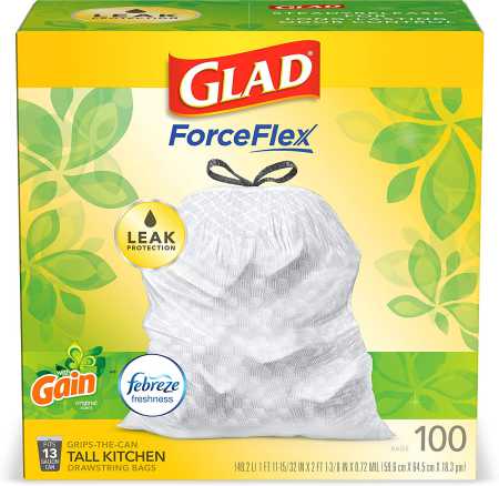 Glad ForceFlex Tall Kitchen Drawstring Trash Bags