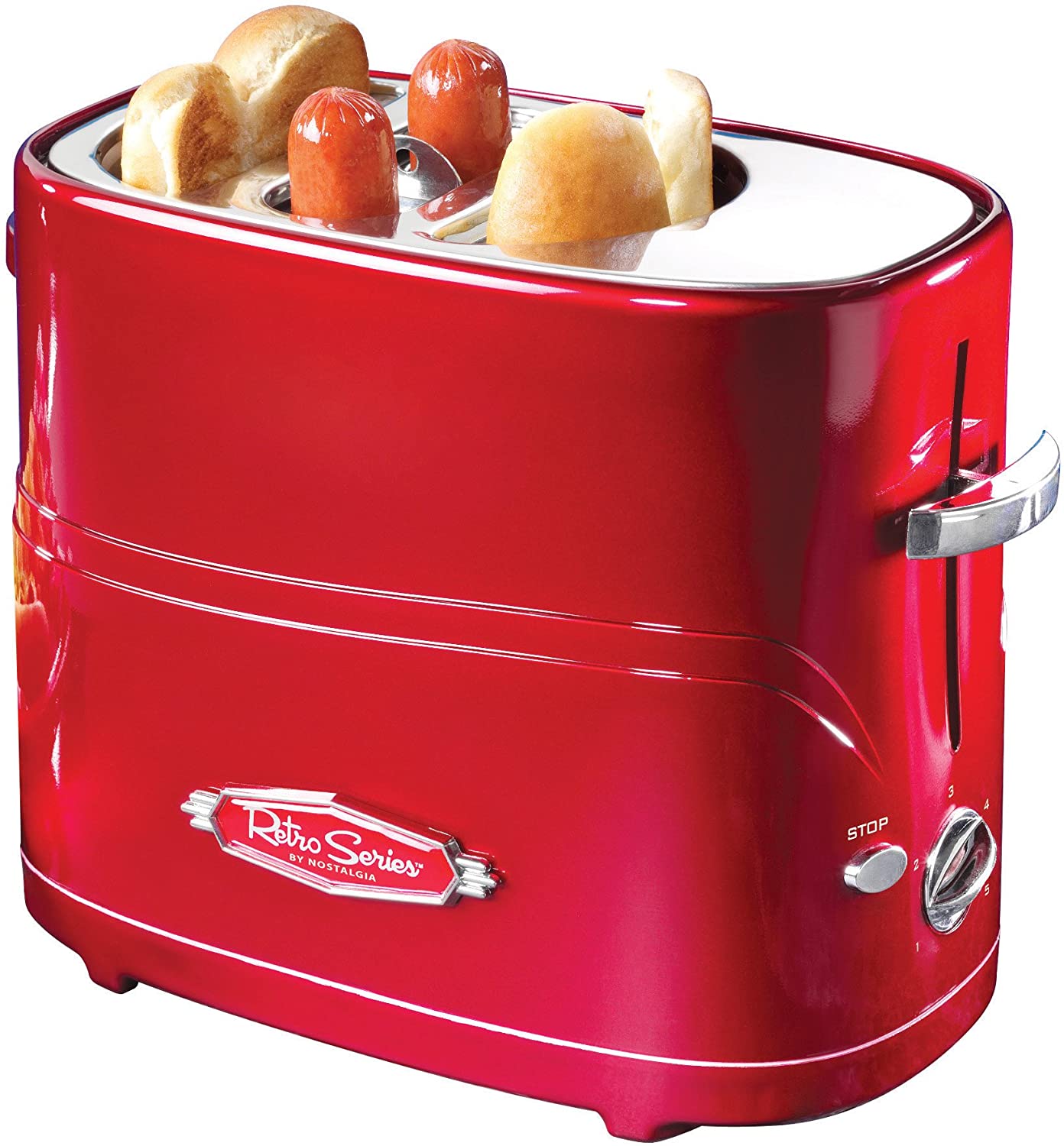 Nostalgia Pop-Up 2 Hot Dog and Bun Toaster with Mini Tongs
