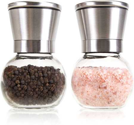 Ergonomic Premium Stainless Steel Salt and Pepper Grinder Set