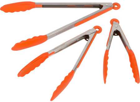 Orange Silicone Cooking Feeding Tongs