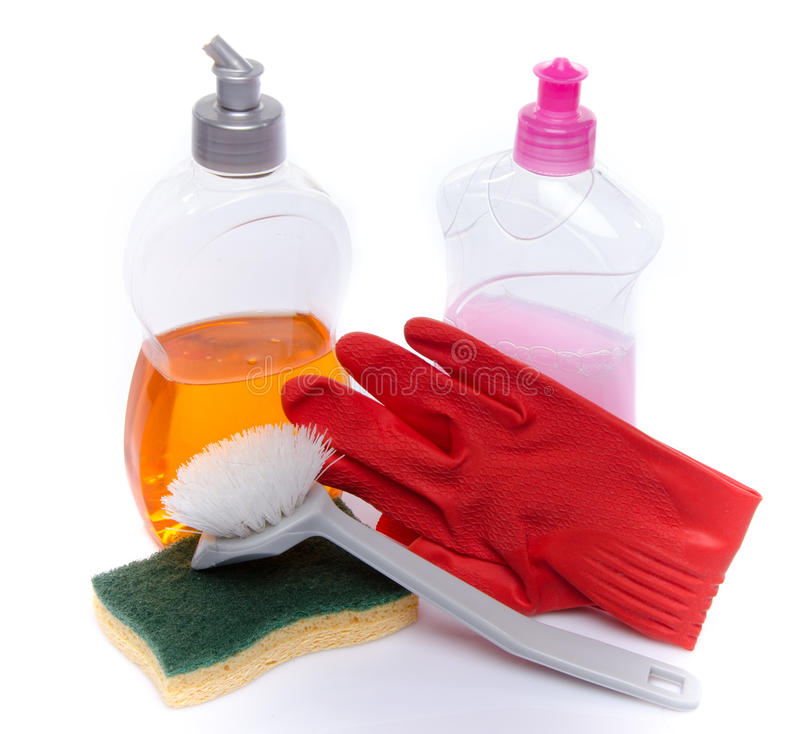 Is Dish Soap Really Flammable? gloves, brush and dish soap